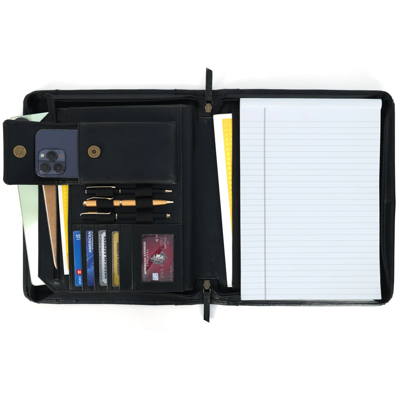 Leather Portfolio Organiser — Black